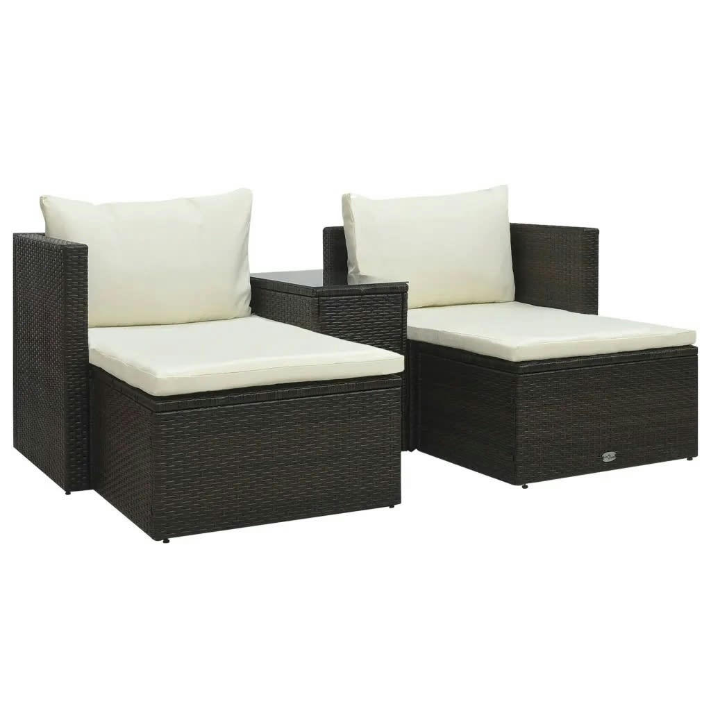 - Salon de jardin modulable 2 places en polyester marron 70 x 40 x 48 cm