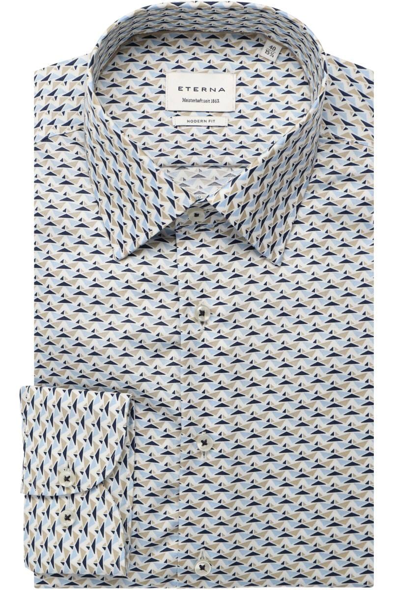 ETERNA Modern Fit Hemd blau, Bedruckt (extra langer Arm)