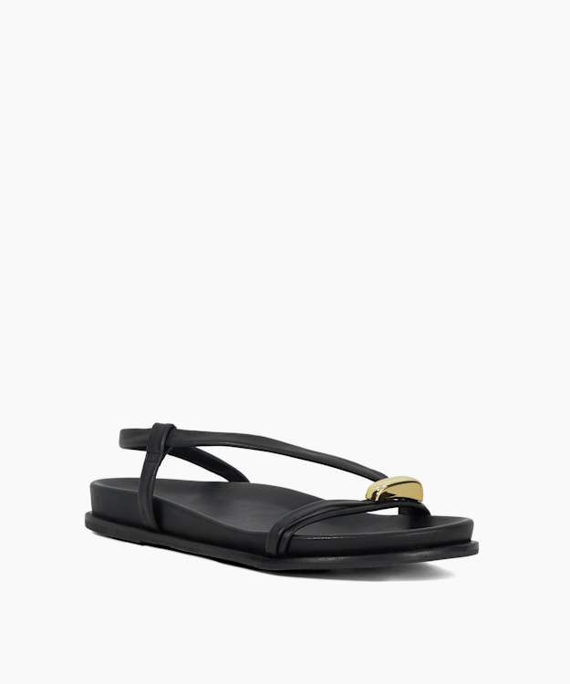 Lyn Black - Gold Toe Trim Sandals
