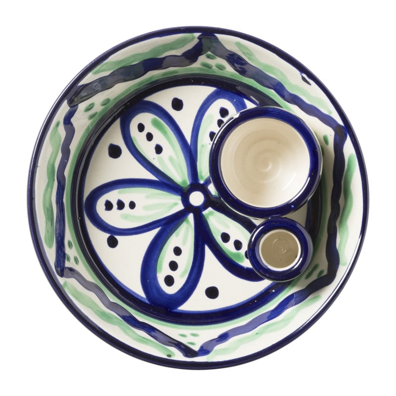 Olijvenbakje flor - groen/blauw - 16 cm