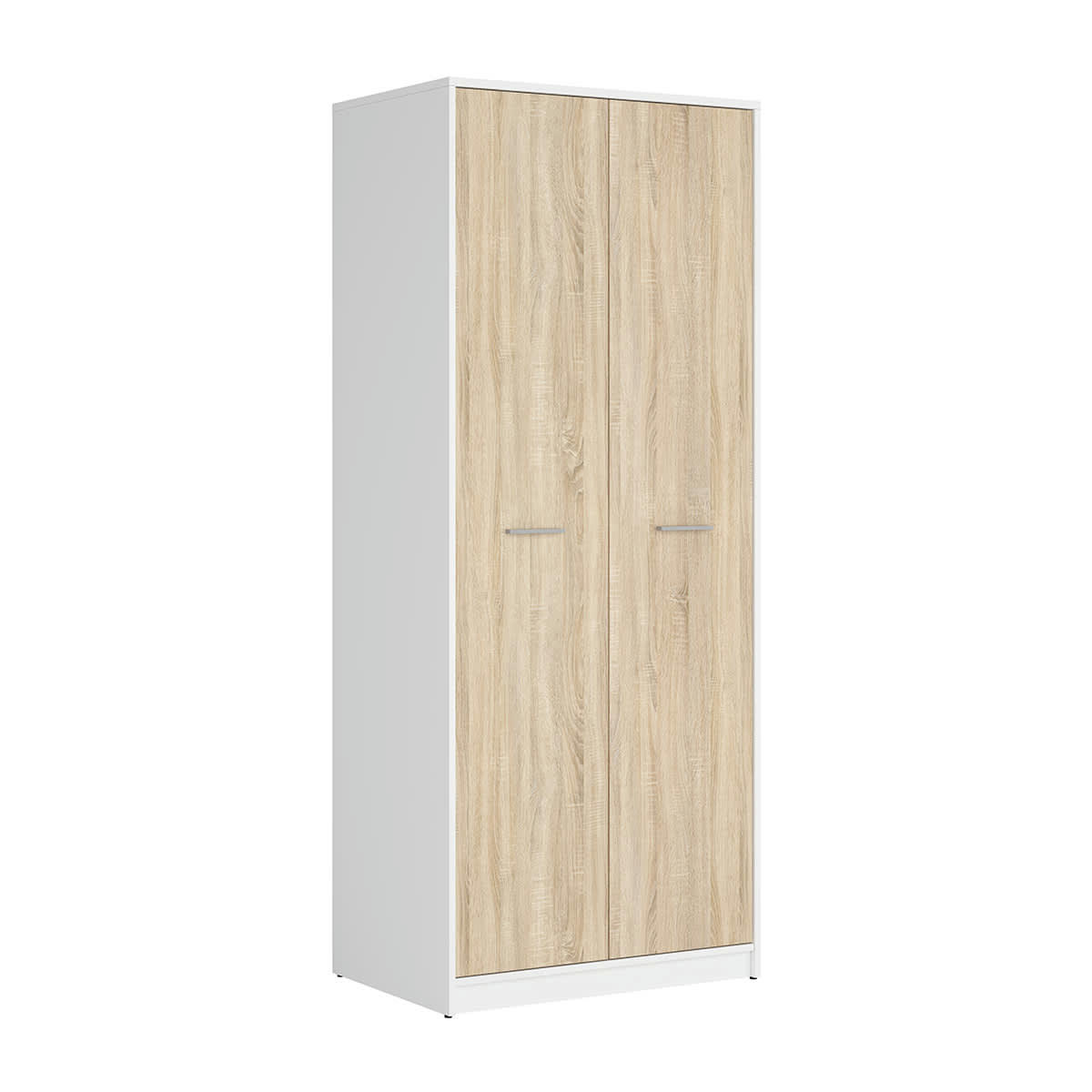- Armoire 2 portes stratifiés naturel et blanc