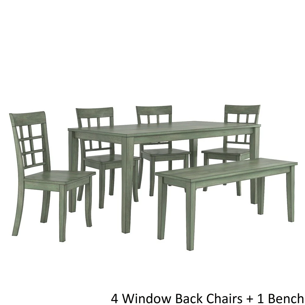 Wilmington II 60-Inch Rectangular Antique Sage Green Dining Set by iNSPIRE Q Classic