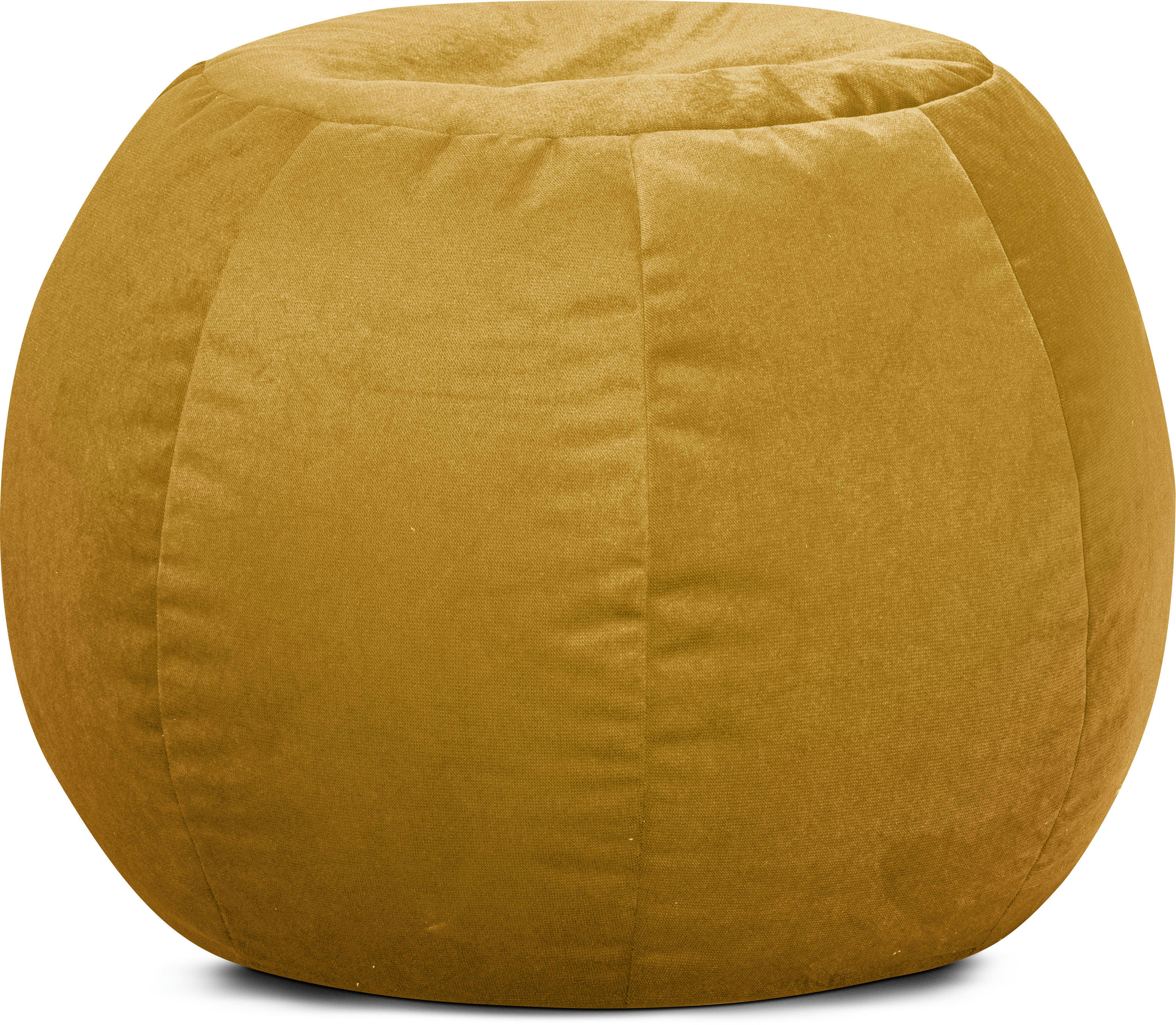 MARLA - Pouf rond confort aspect velours moutarde 75x50cm