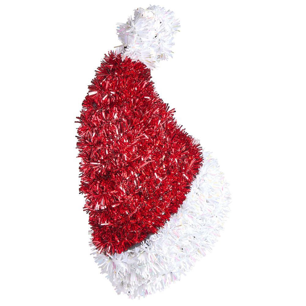 Suspension bonnet Père No&euml;l scintillant rouge et blanc