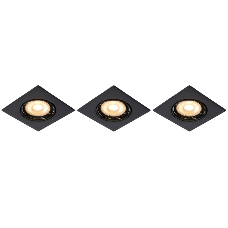 Spot encastrable LED Focus noir dimmable GU10 3 x 5 W LUCIDE