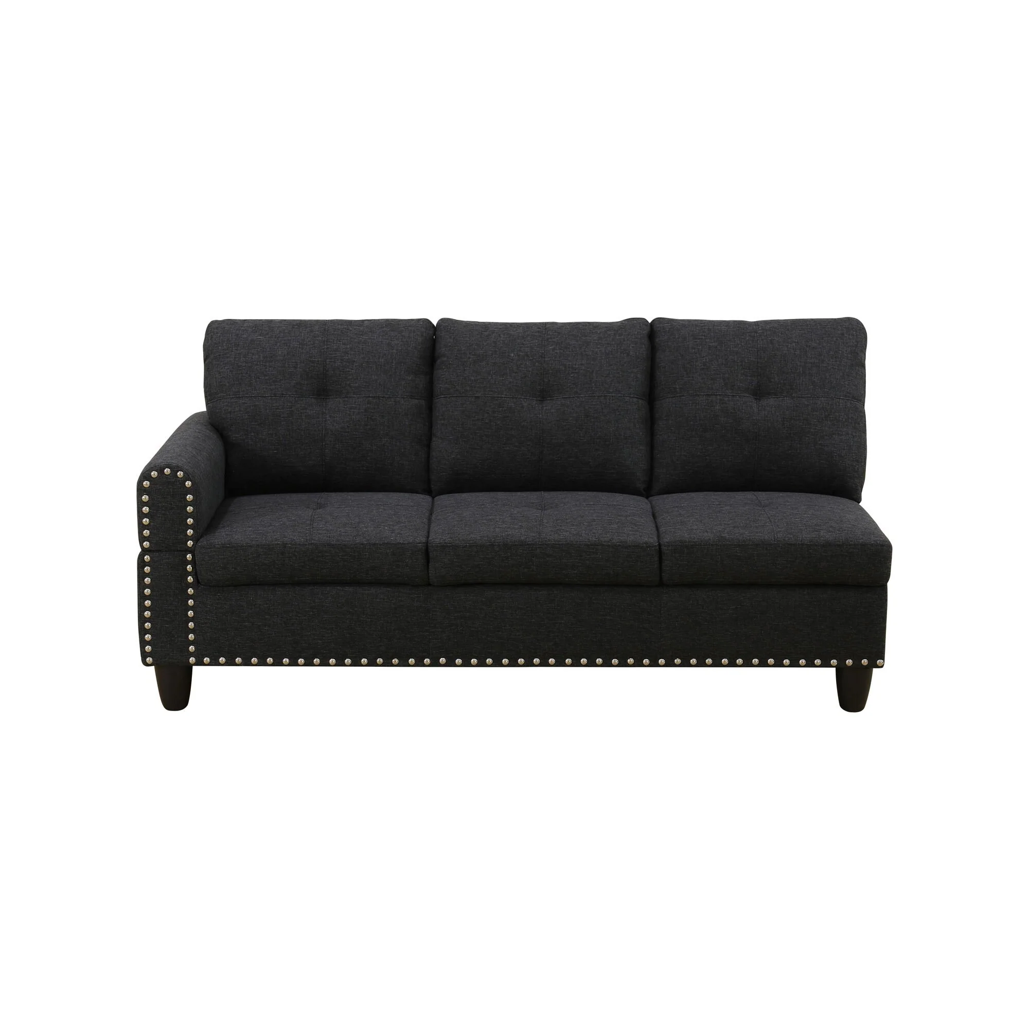 Black Grey Linen 3-Piece Sofa Living Room Sofa Set