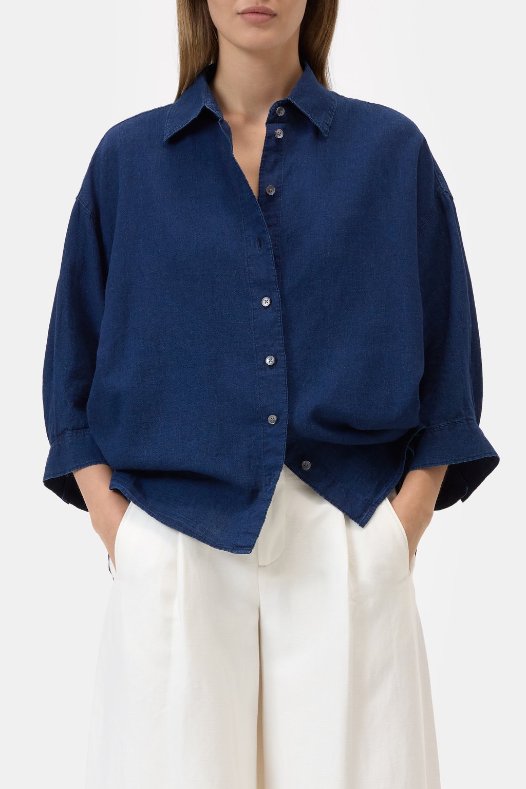 Cape-Shirt aus Leinen und Baumwolle