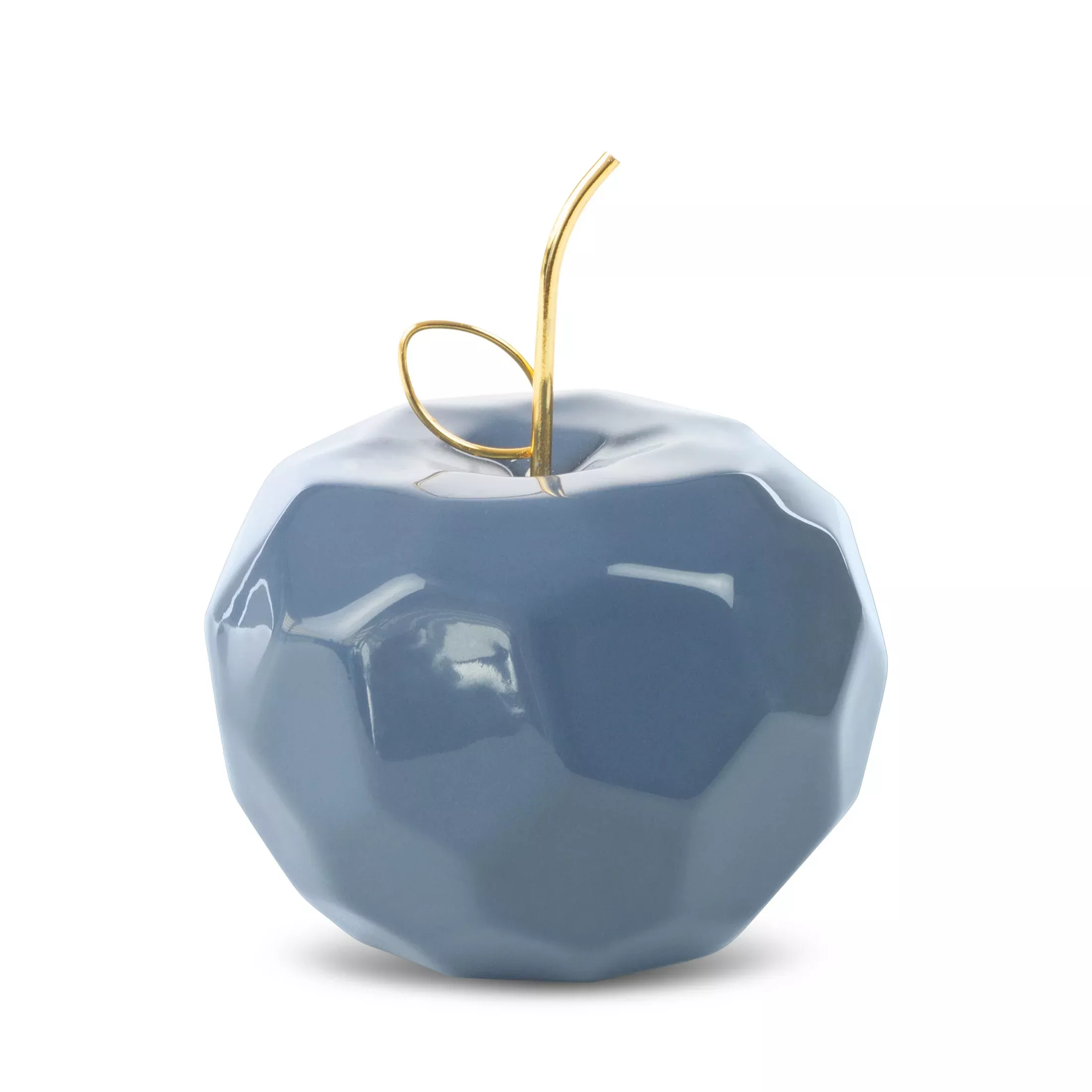 Figurka ceramiczna granatowo-złota jabłko o geometrycznych kształtach średnica 13x10 cm APEL