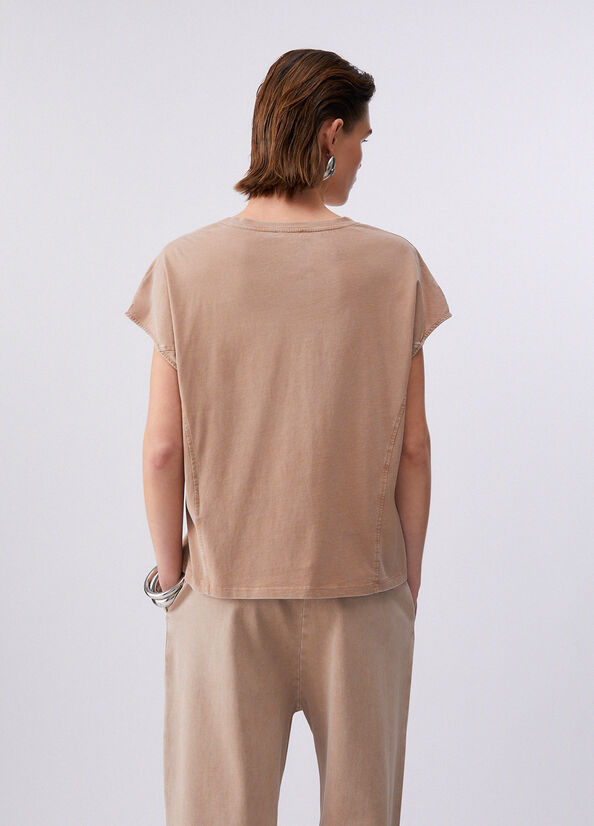 T-shirt in jersey con strass