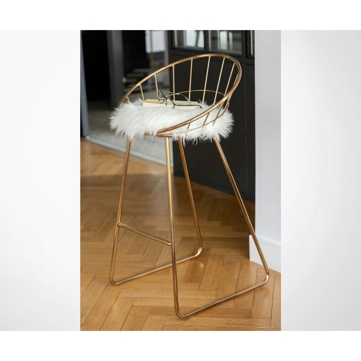 FLY - Chaise de bar design en métal doré