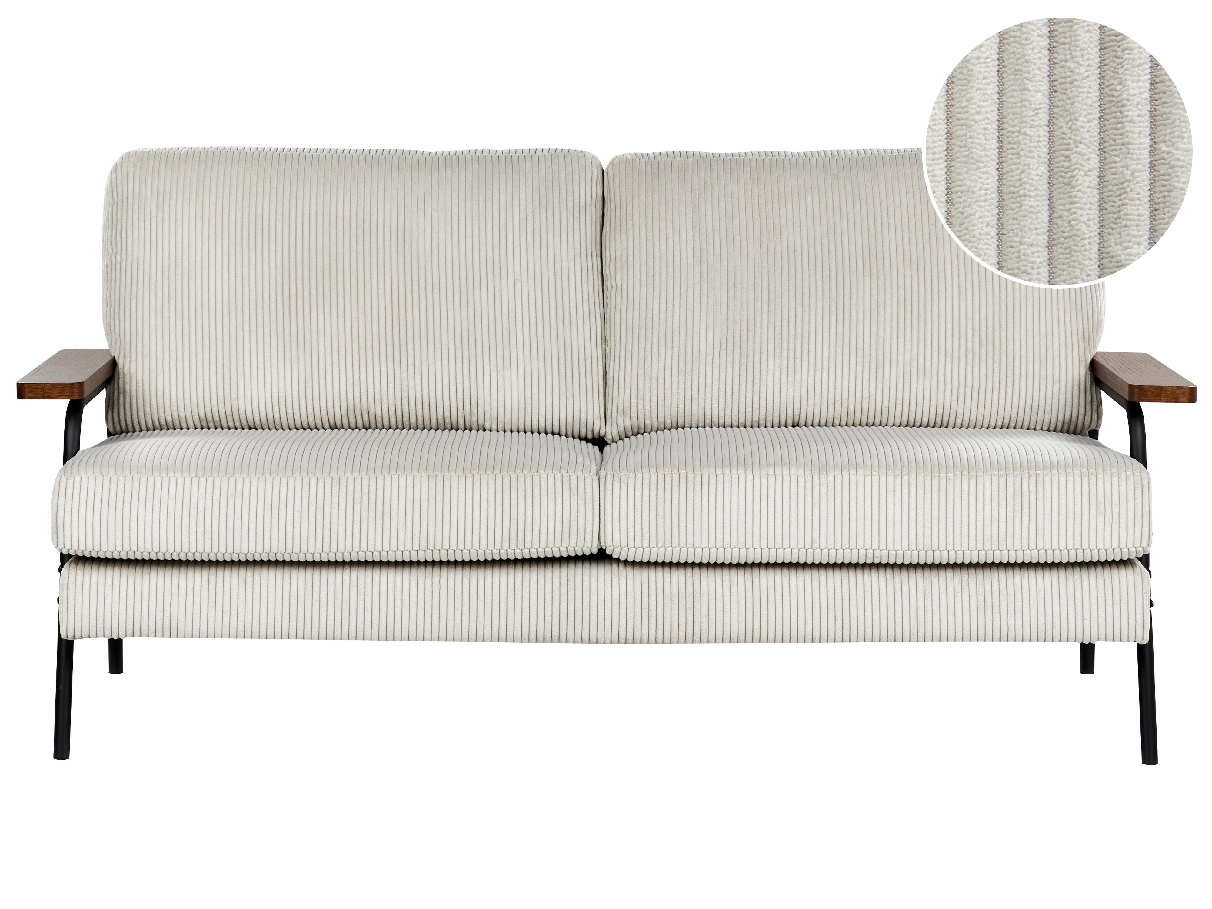 Sofa 3 Seater AKRANES Corduroy Light Grey