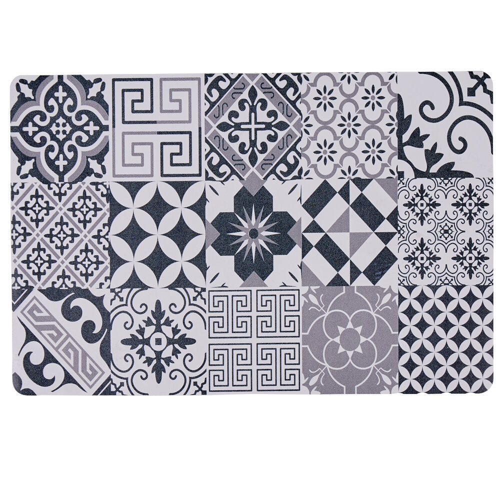 Set de table rectangulaire vinyle carreaux de ciment blanc gris noir