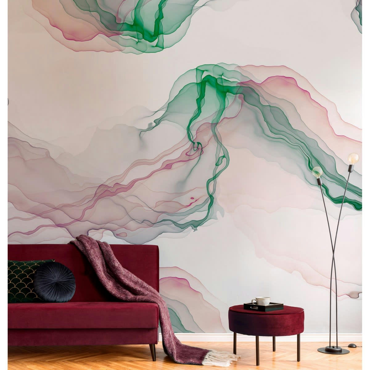 INKI BLUE - Papier peint panoramique motif imprimé Vert 432x285cm