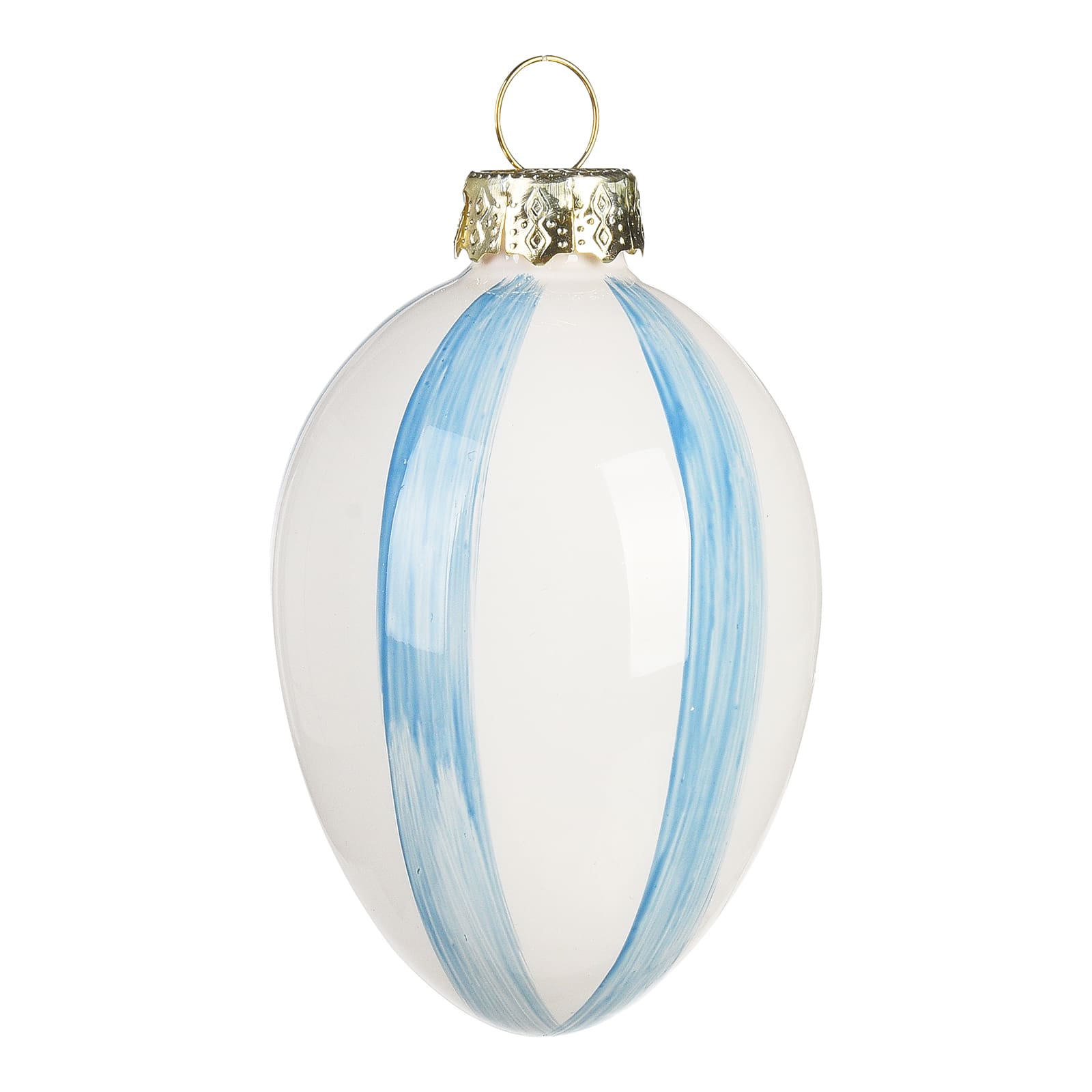 Deko-Anhänger Streifen-Ei Blau, ⌀ 5 cm, H 70 mm
