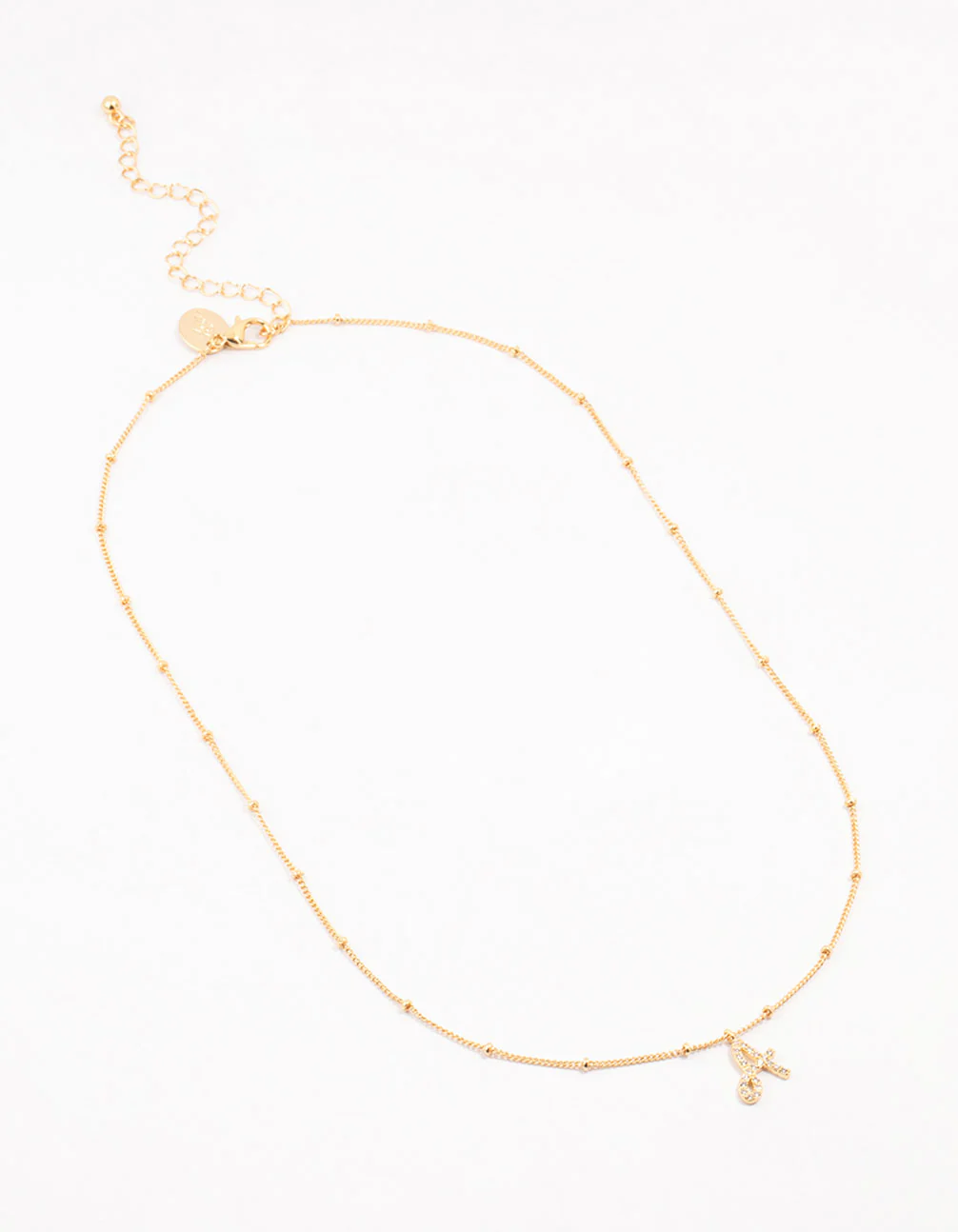 Gold Plated Cursive A Initial Necklace
