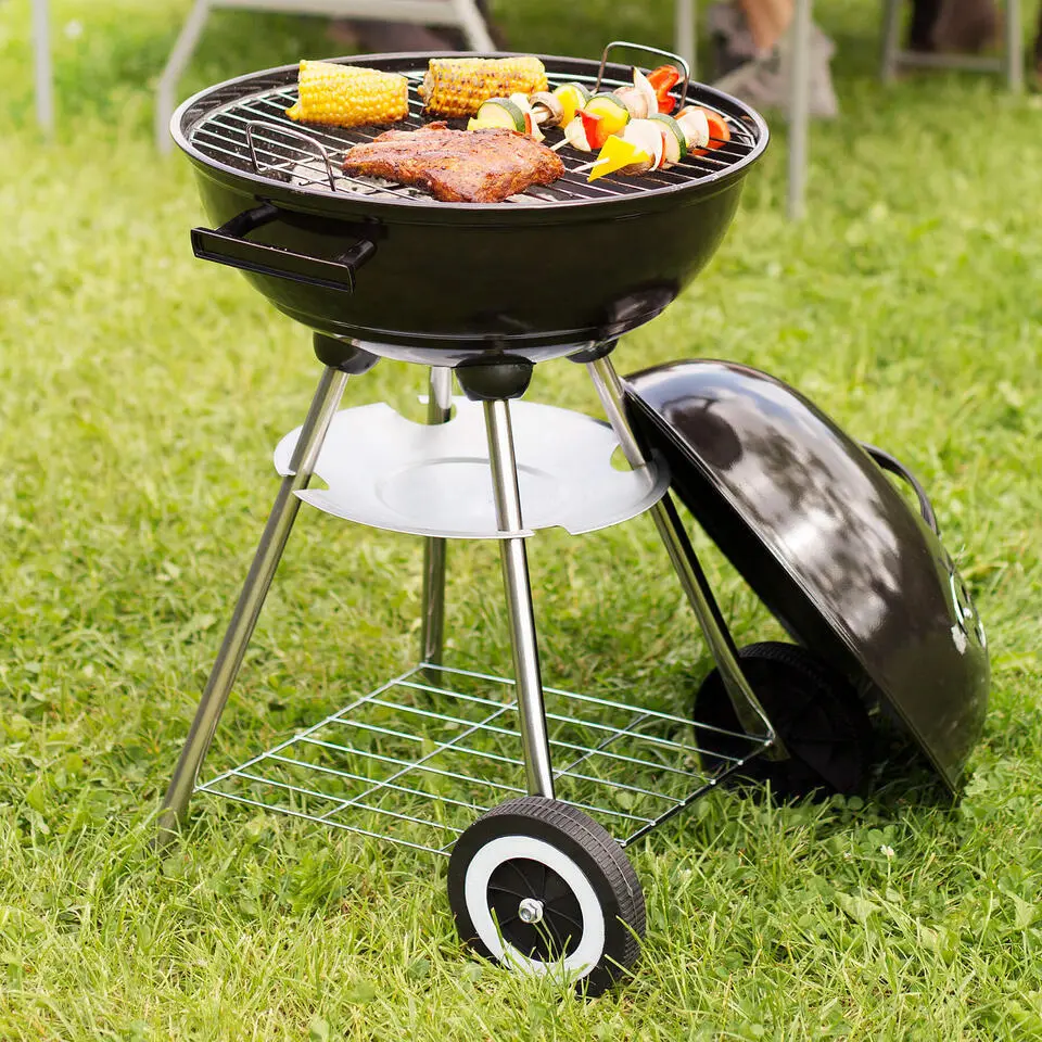 tectake Kogelbarbecue met wielen &Oslash; 41,5cm , Zwart