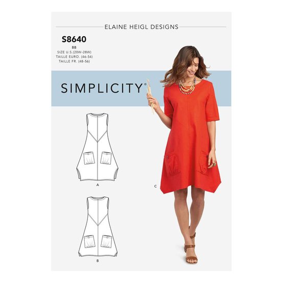 Simplicity Dress or Tunic Sewing Pattern S8640 (10-18)