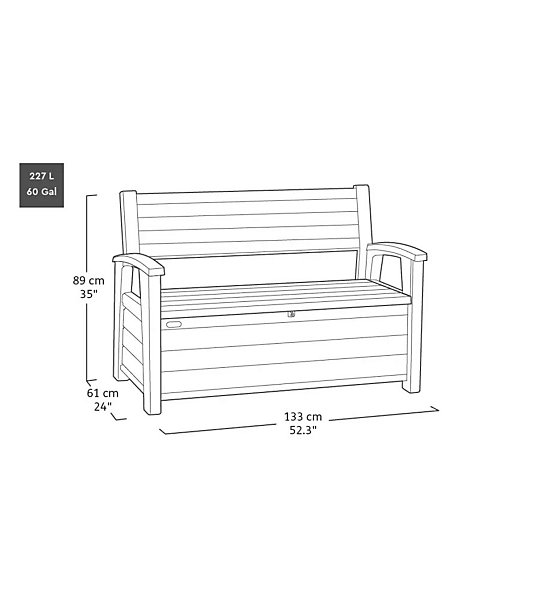 Banc d'extérieur Otto Walnut avec coffre de rangement en résine coloris noyer 227L Keter