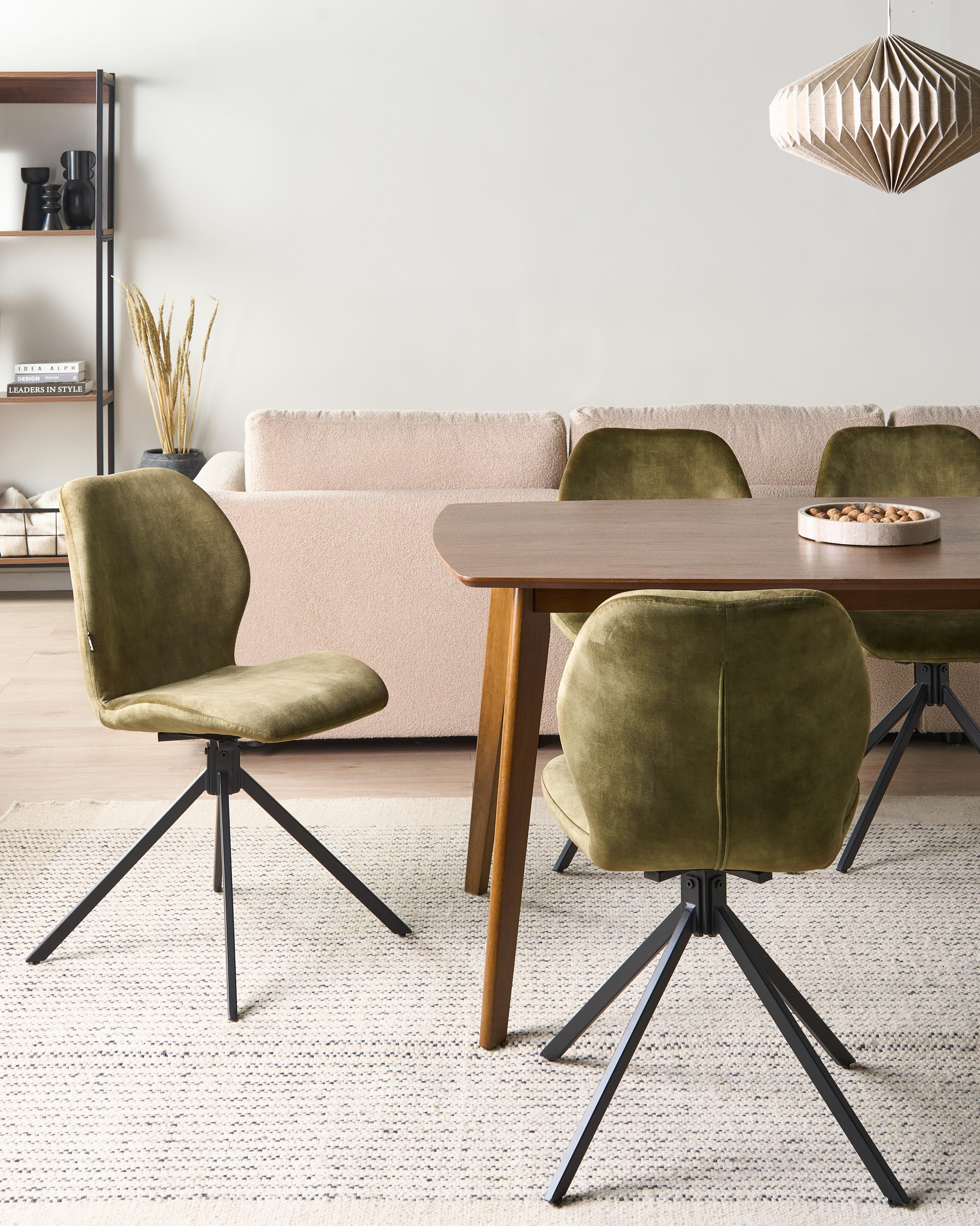 Set of 4 Dining Chairs Swivel MORRISON Velvet Green