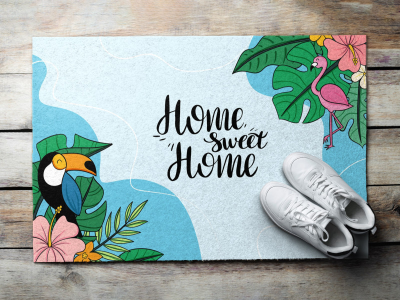 Mata pod drzwi 60x40 Sweet home serce napisy do domu Tulup