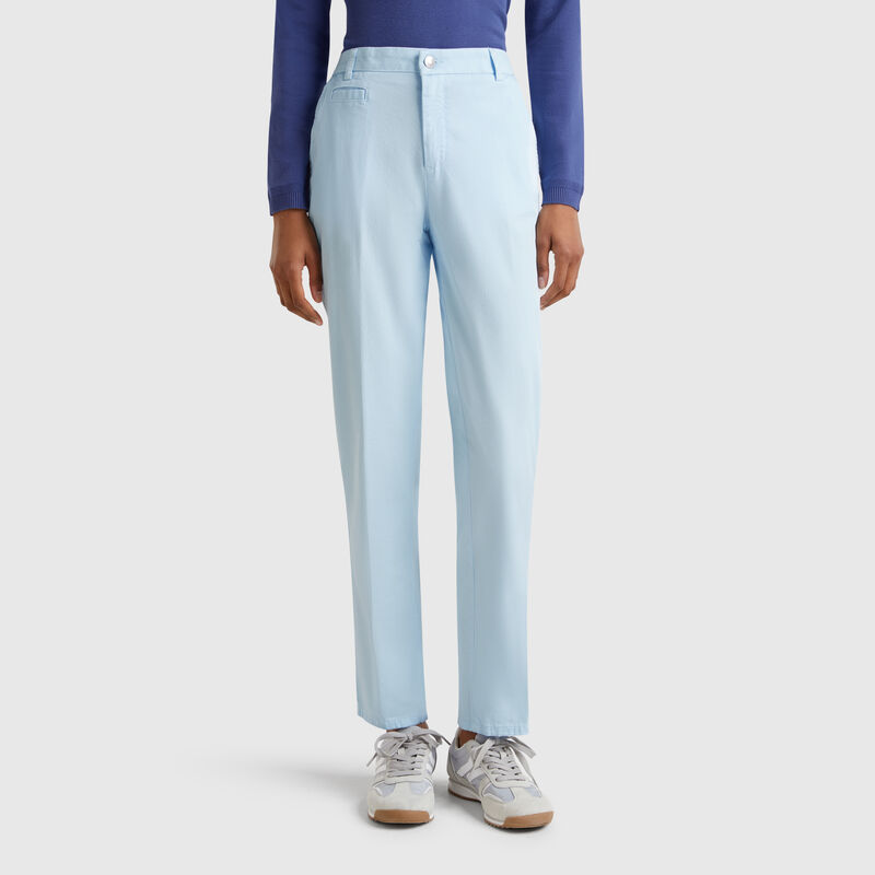 Sky blue slim fit cotton chinos
