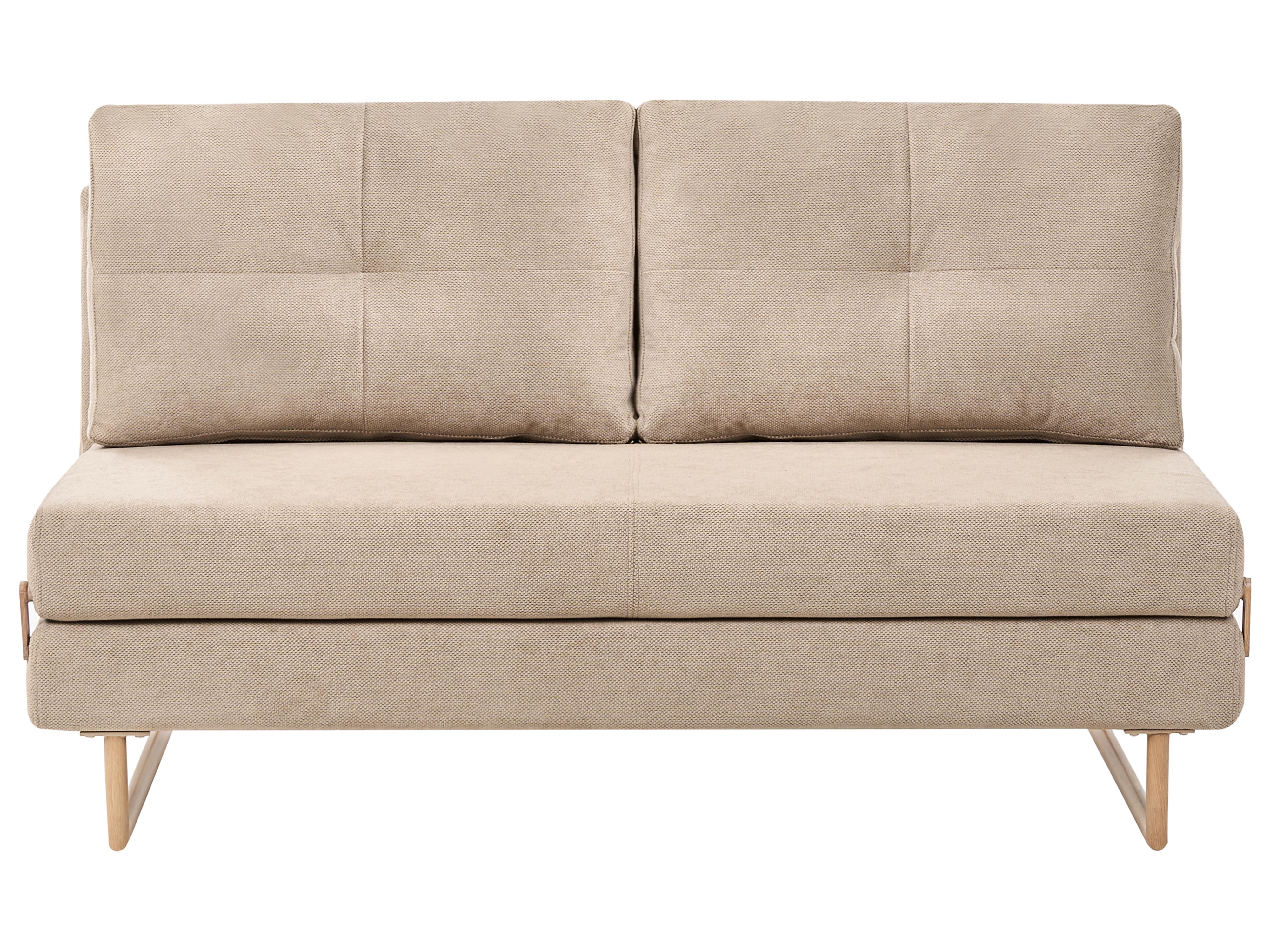 Sofa Bed 2 Seater JERSLEV Fabric Light Brown