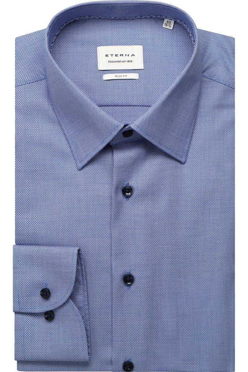 ETERNA Slim Fit Hemd blau, Strukturiert (extra langer Arm)
