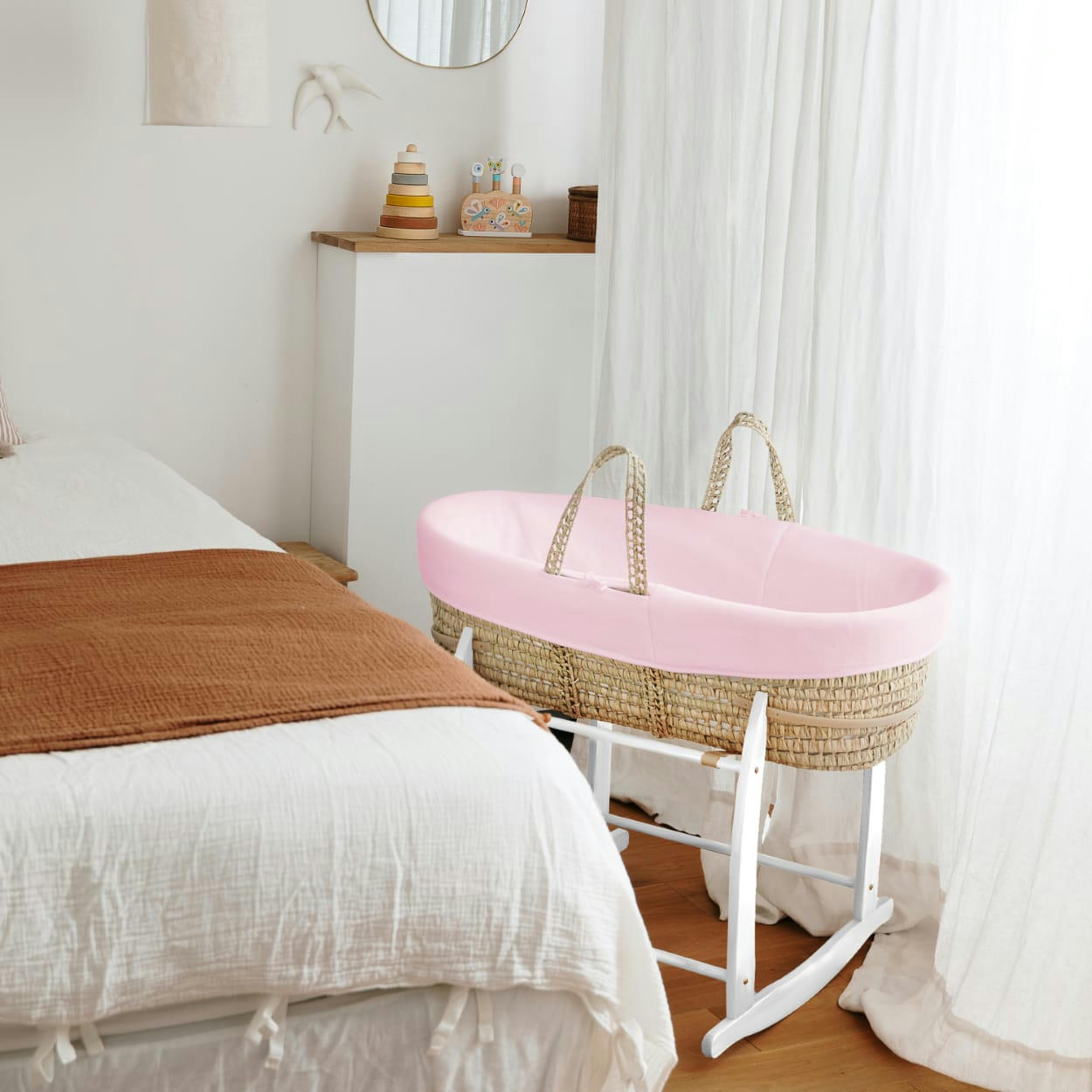 COUFFINS - Couffin Bébé - Velours de Coton Bio - Couleur  Pivoine