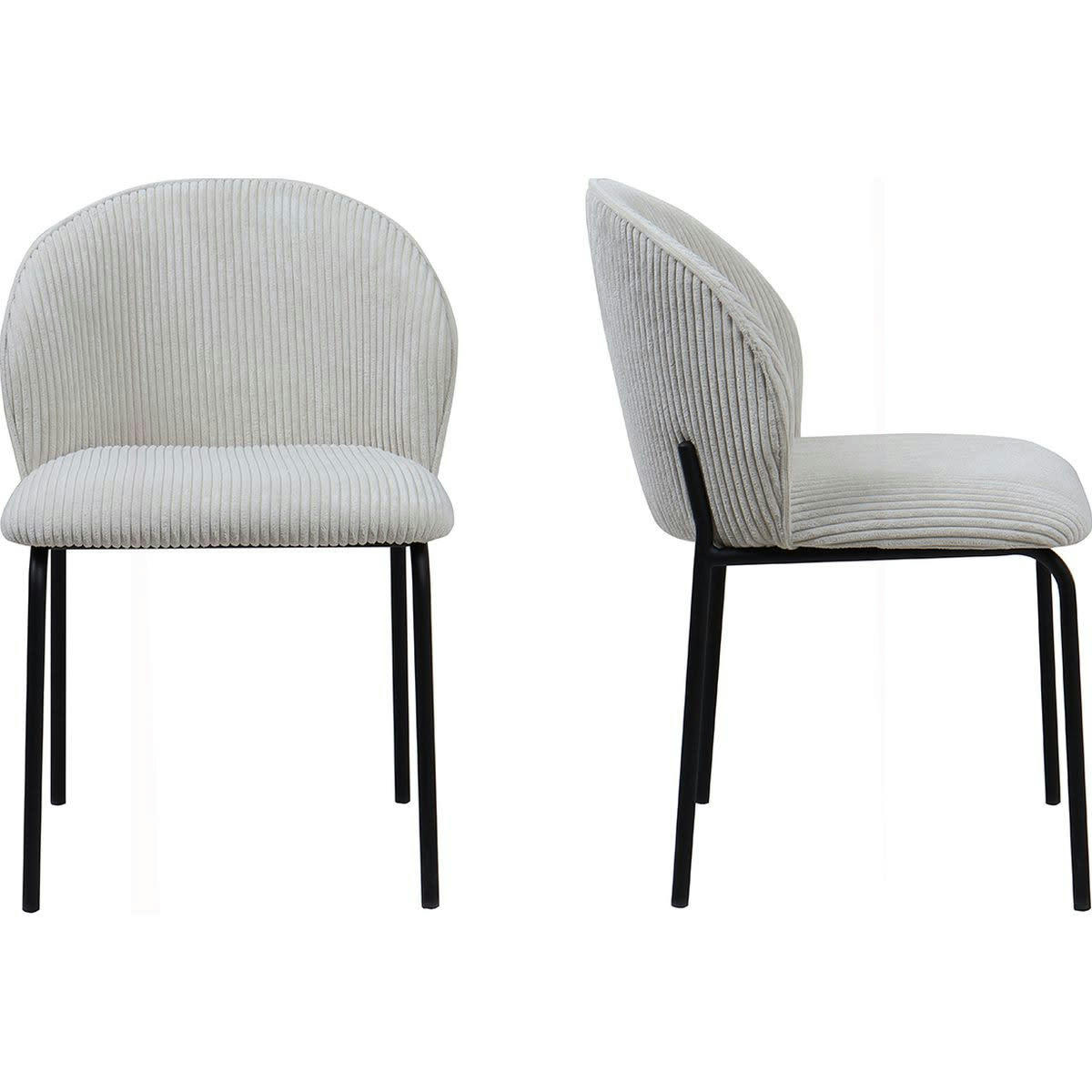 NOÉ - Lot de 2 chaises de salle à manger en velours côtelé beige