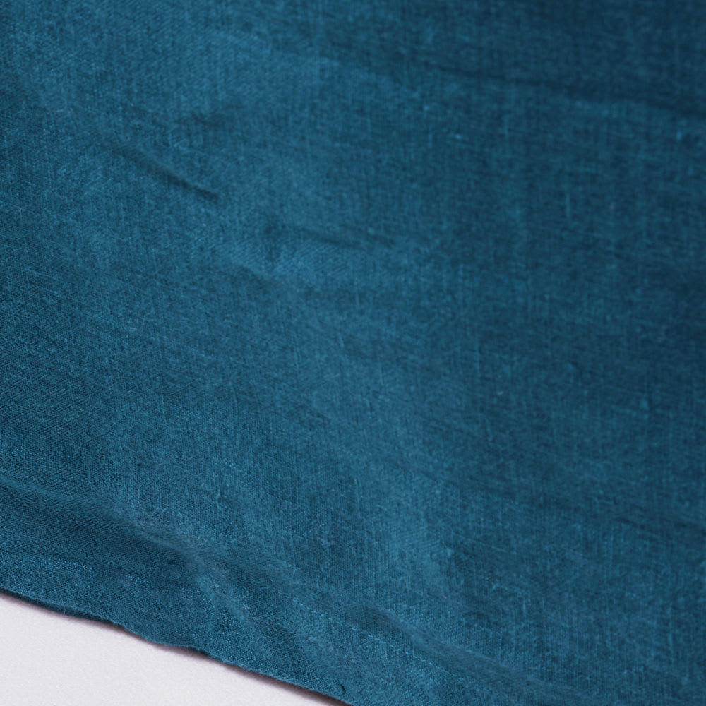 - Parure de lit en lin lavé bleu paon 220x240