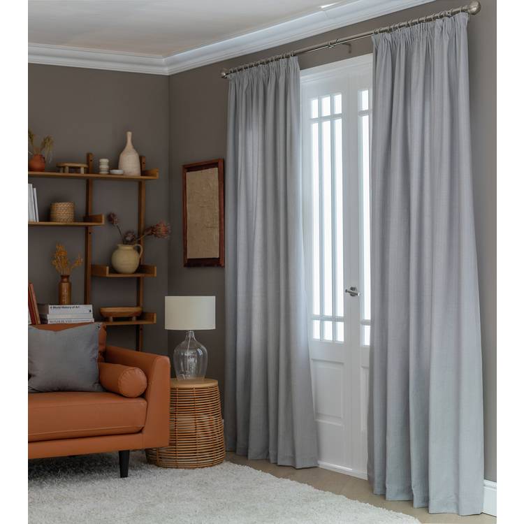 Habitat Herringbone Fully Lined Pencil Pleat Curtains - Grey