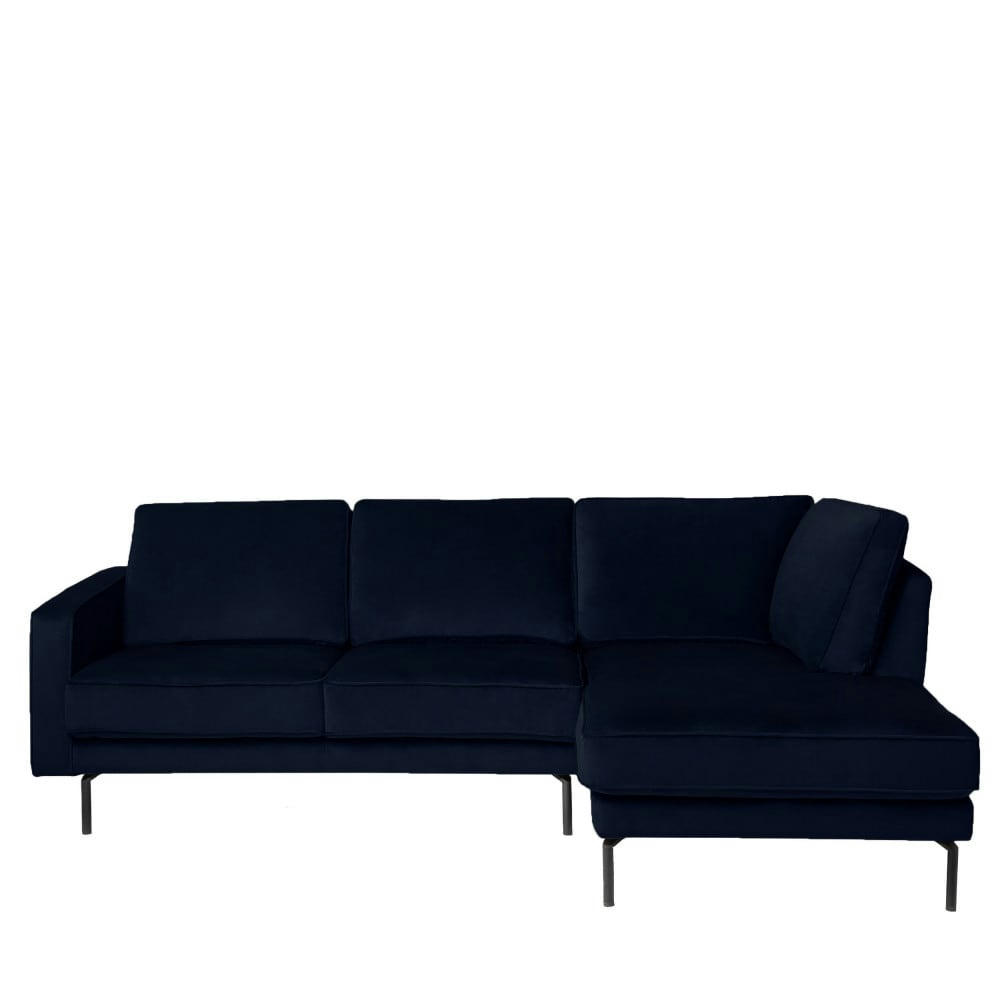 ORSO - Canapé d'angle droit en velours bleu marine 3 places