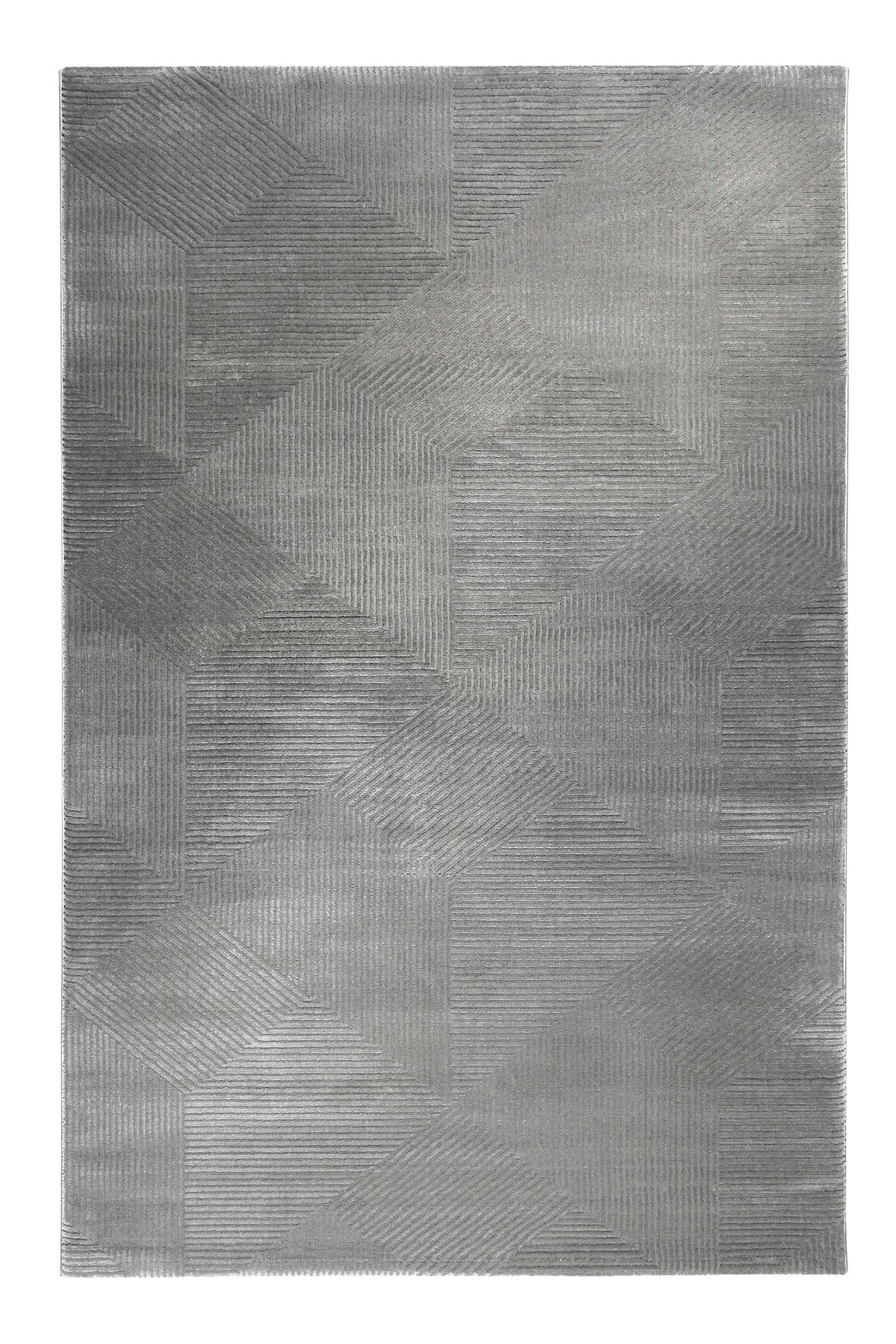 VELVET GROOVE - Tapis motif géométrique à relief gris taupe 170x120
