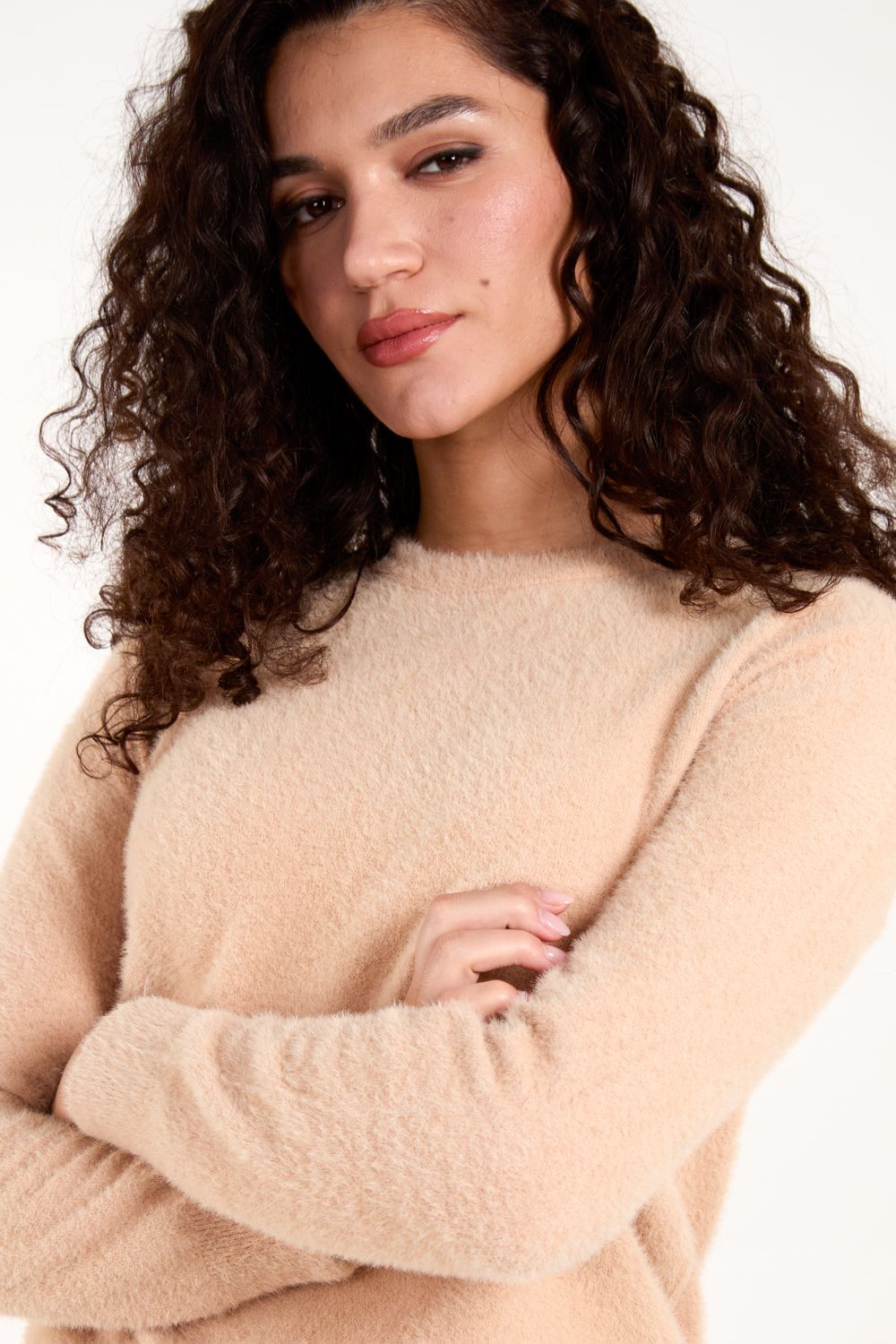 Blue Vanilla Fluffy Knit Scoop Neck Jumper