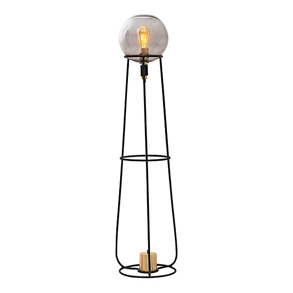 Lampadaire STELO 128,5cm moderne metal noir verre fume douille E27 salon salle a manger entree bureau luminaire