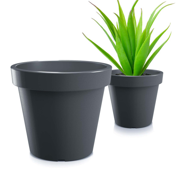 Doniczka Donica Okrągła Ogrodowa Antracyt Lofly 29,3 Cm