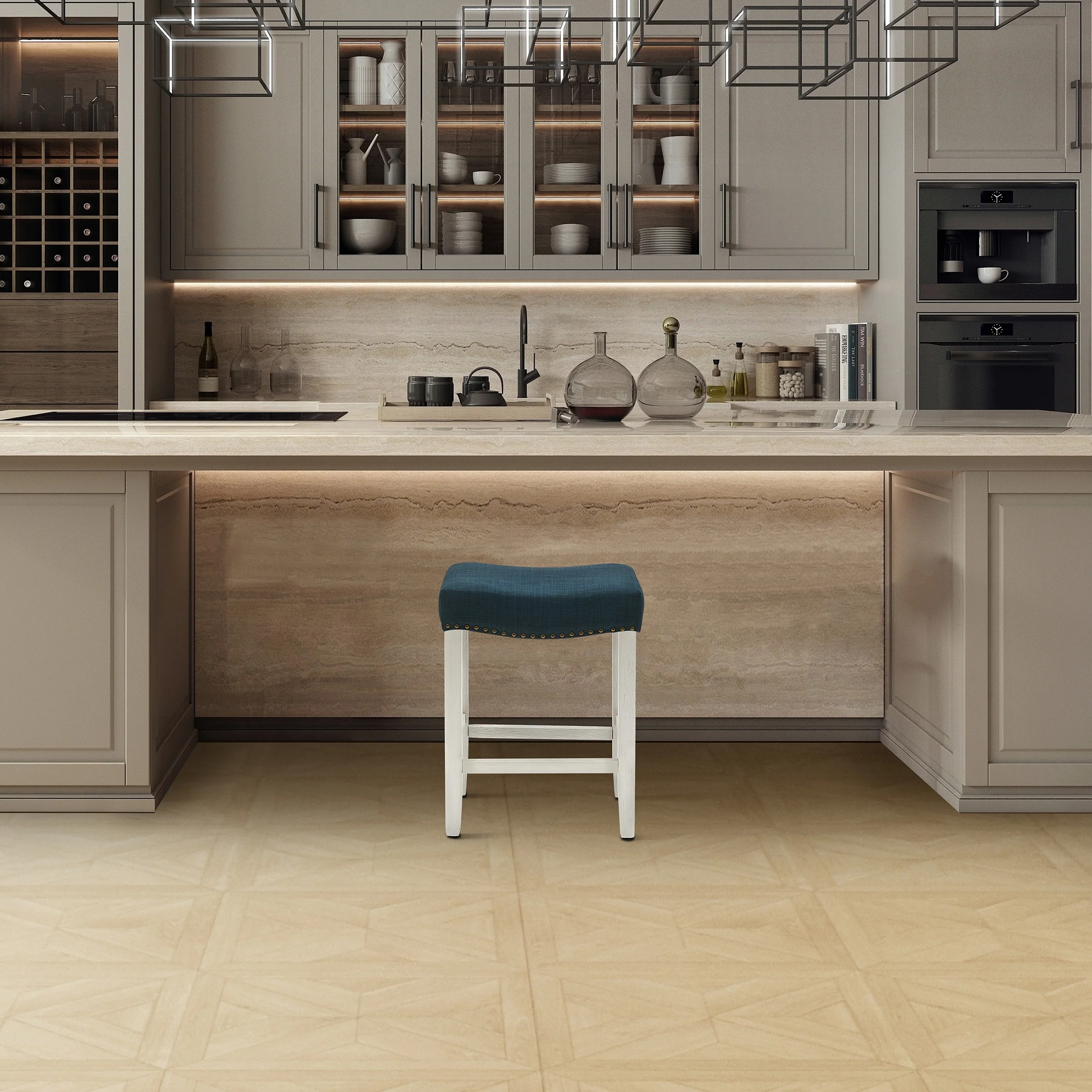 Jameson Upholstered Polyester Antique White 24 Inch Counter Stool