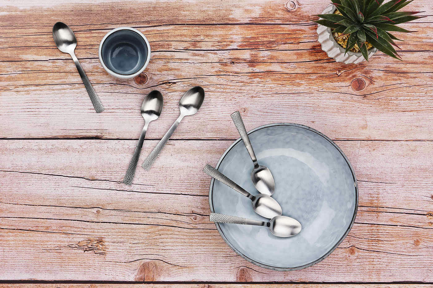 NUDE - Lot de 6 petites cuillères en inox argent