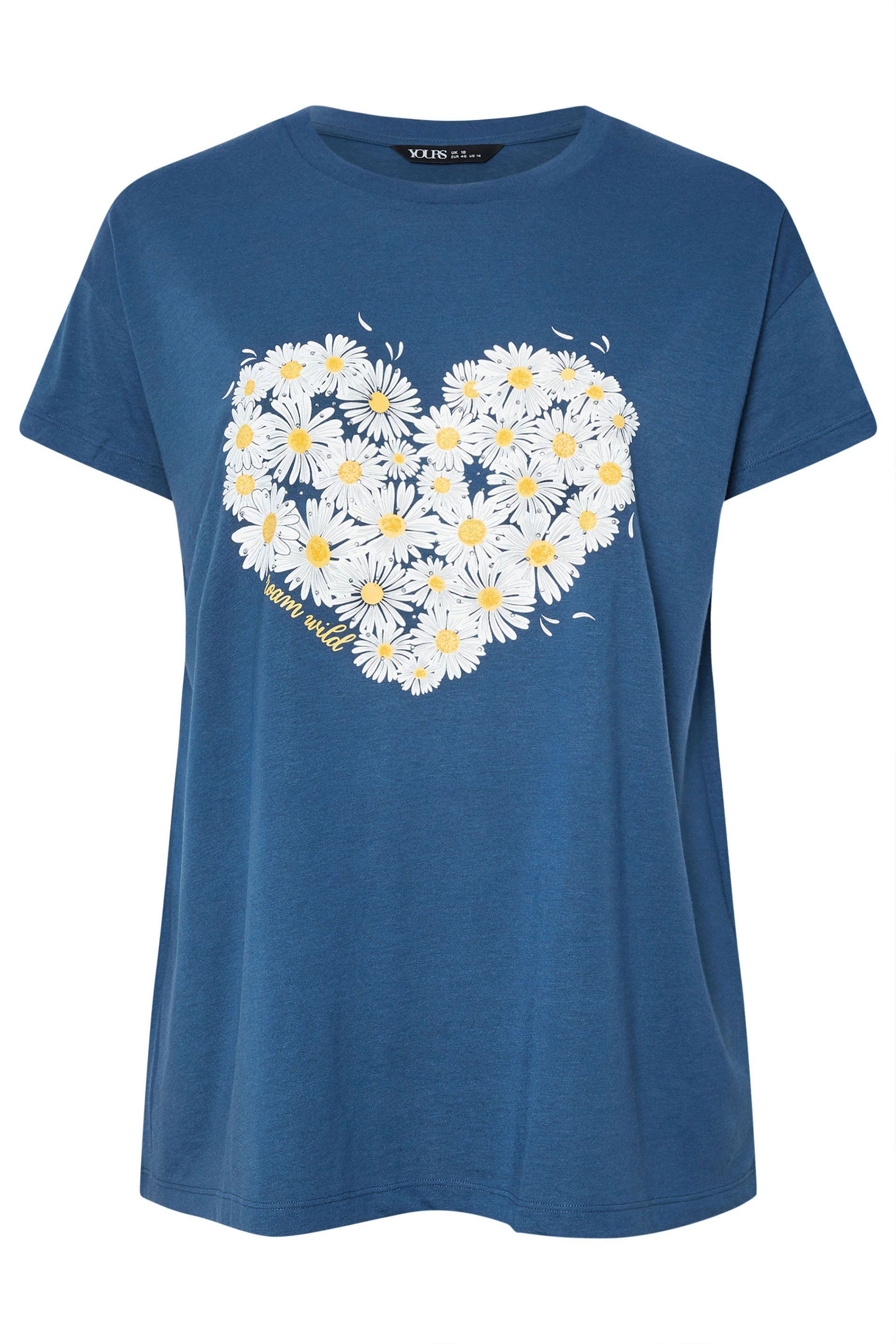 Yours Daisy Heart Print T-Shirt