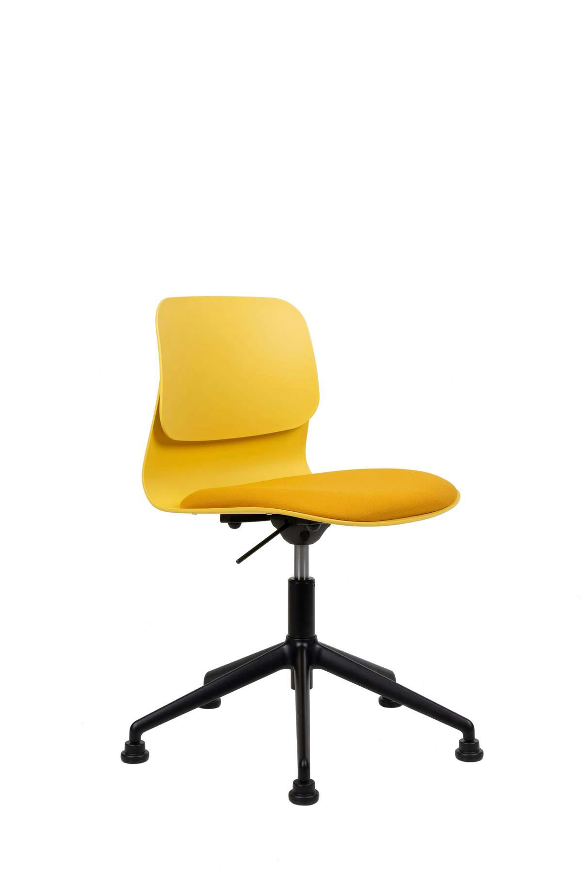- Chaise de bureau design jaune pivotante sur roulettes