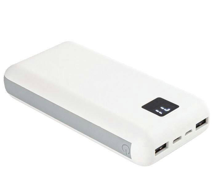 Bluehive 3-Port 16,000 mAh Portable Power Bank with Digital Screen, Compatible with iPods, iPhones and Most Mobile Devices, White