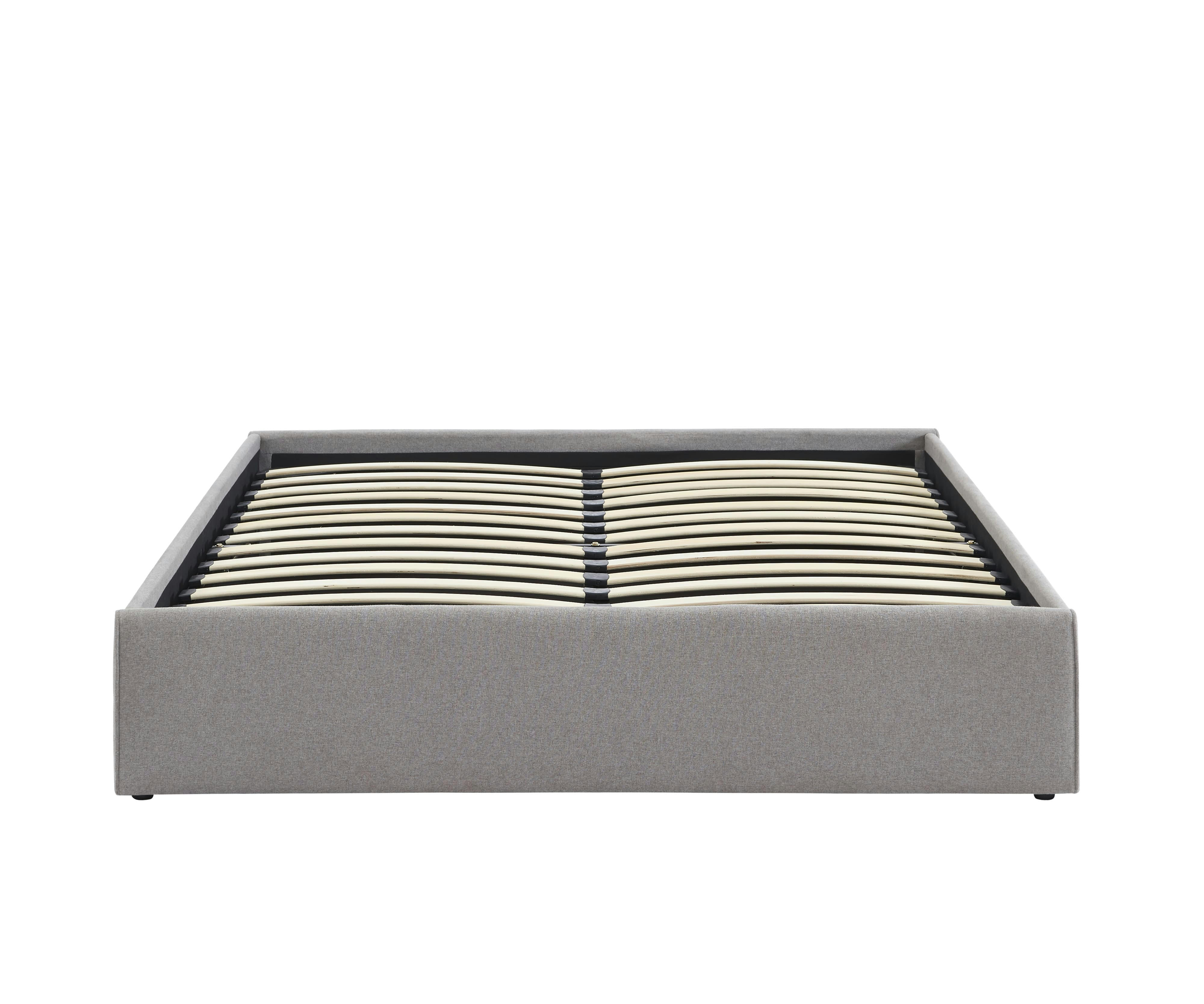 SAKURA - Lit coffre  tissu gris chiné 160x200 sommier inclus