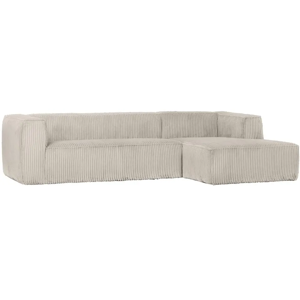 WOOOD Bean Hoekbank Rechts - Ribstof - Naturel - 73x305x96