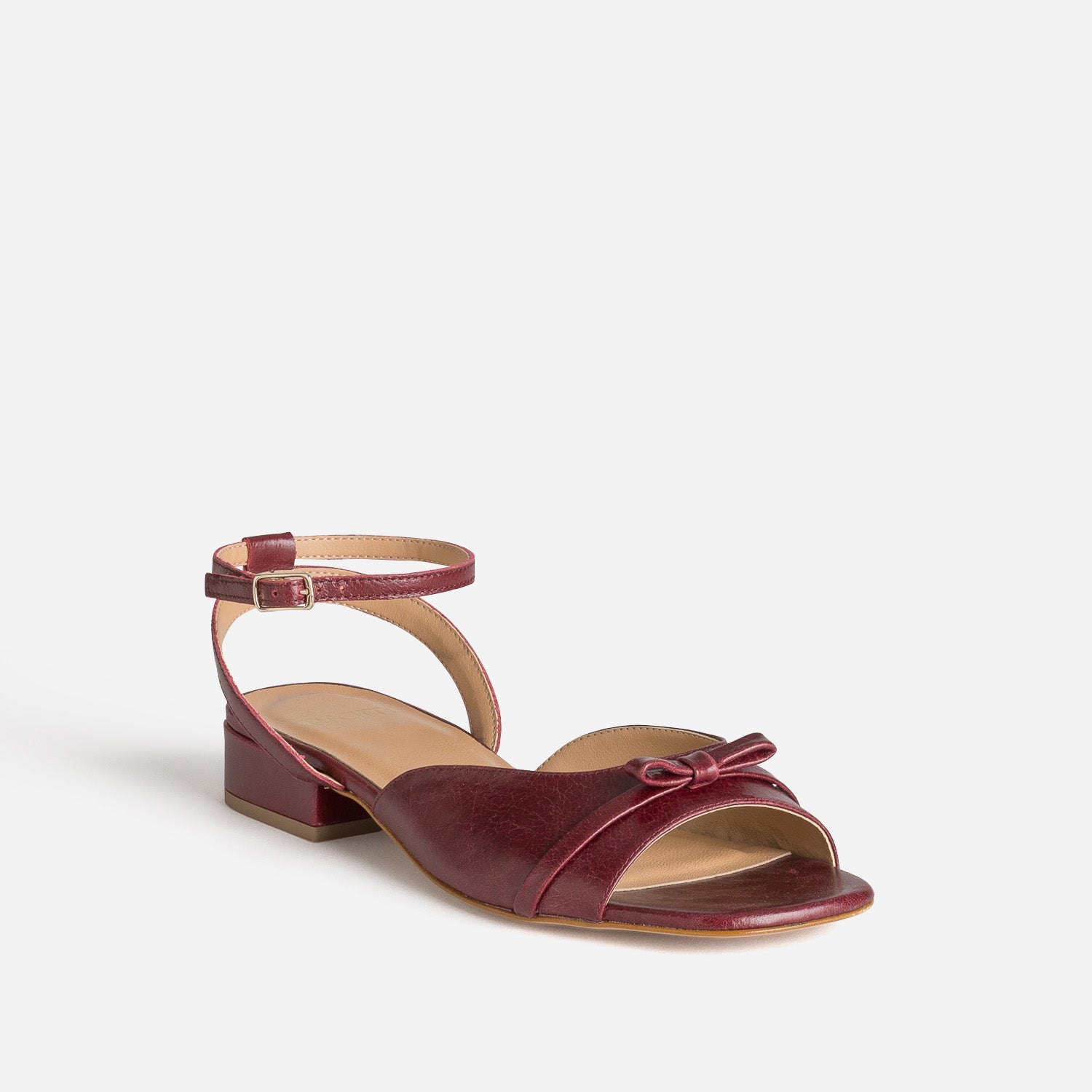 Sandale bordeaux cuir