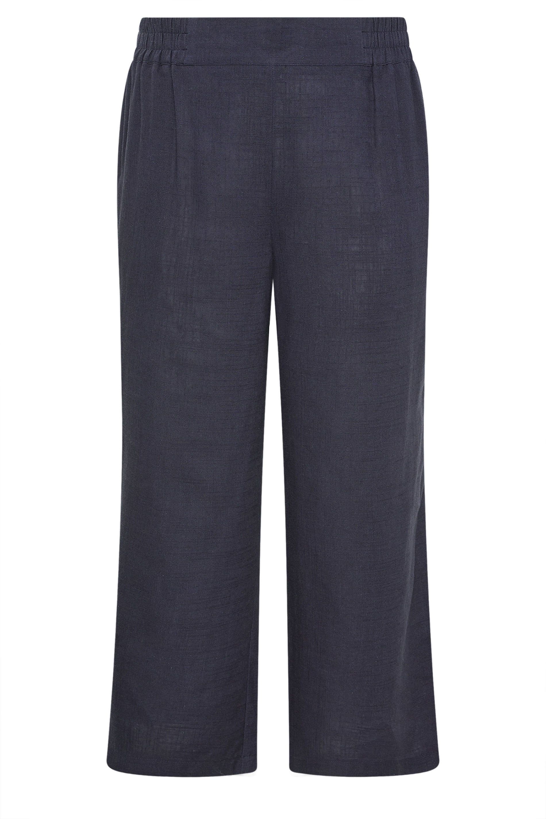 Yours Linen Pull On Wide Leg Trousers