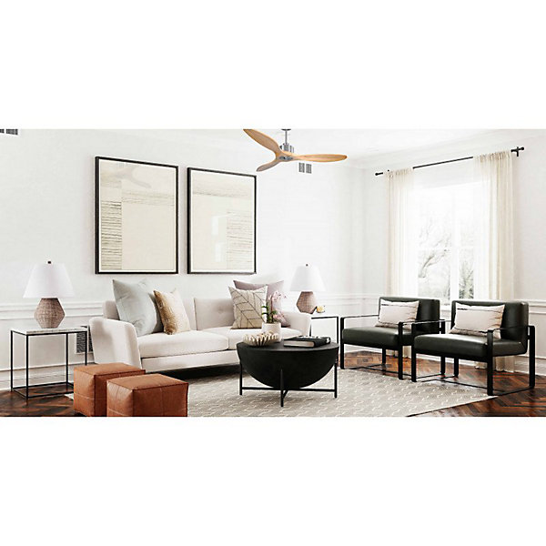 Modulo SlimRing - Super destratificateur et ventilateur DC 132 cm chromepales bois clair idéal 26 à 40 m²