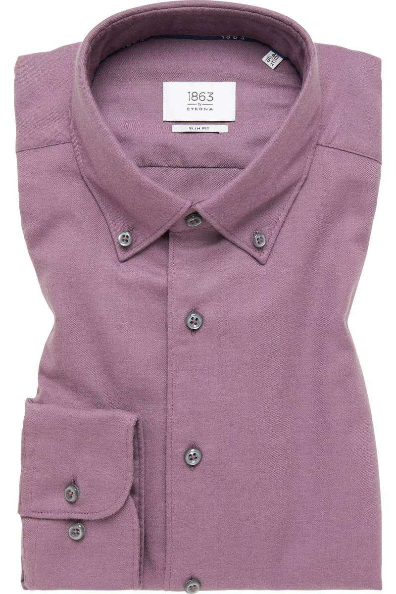 ETERNA 1863 Slim Fit Flanellhemd flieder, Einfarbig