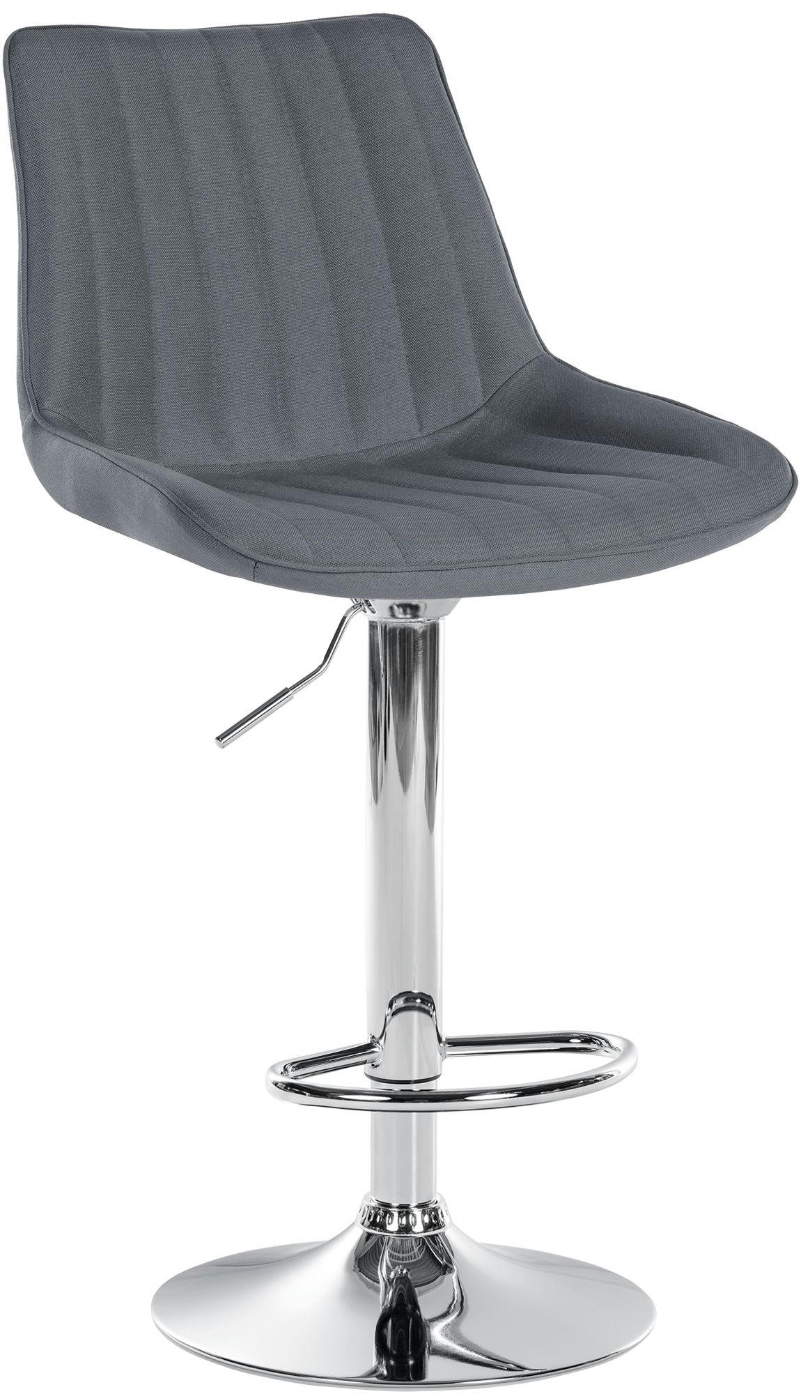 TONI - Tabouret de bar en tissu ajustable pivotant tissu Gris