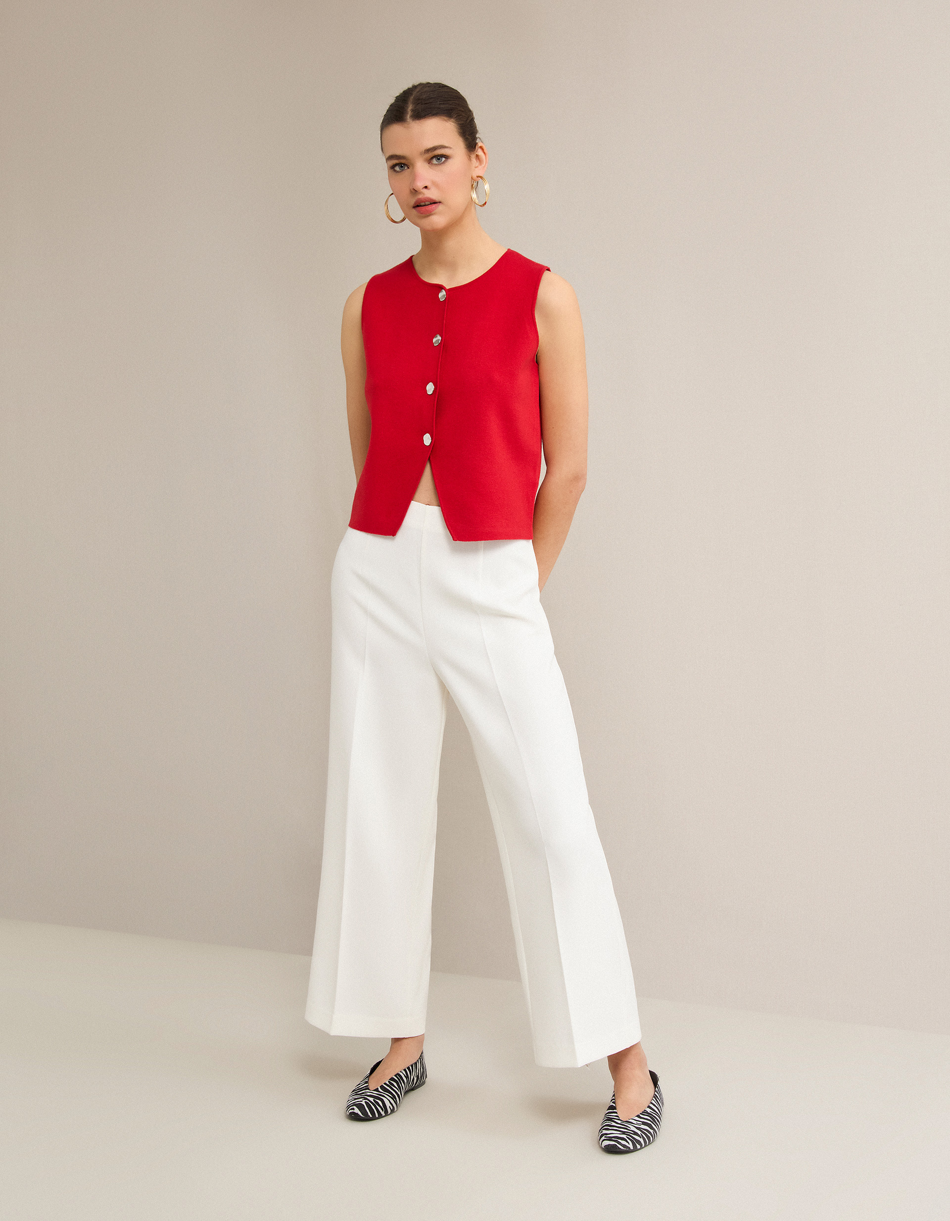 Calças Culotte, Mulher, Branco