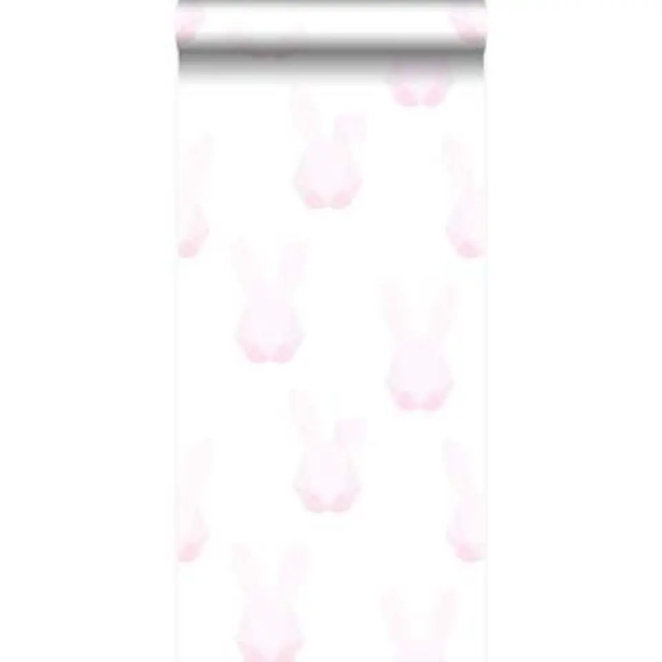 Origin behang - origami konijnen - roze, mintgroen - 53 cm x 10.05 m
